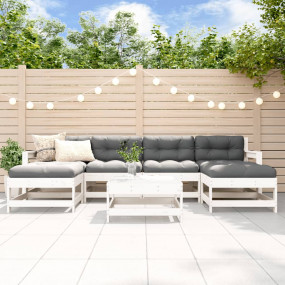 Garden Lounge Set White Solid pine wood, Plywood Large ...
