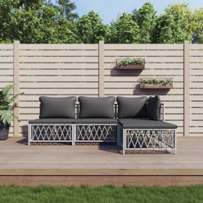 Garden Lounge Set White, Dark Grey