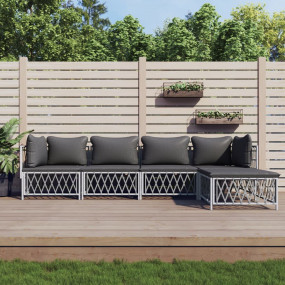 Garden Lounge Set White and Dark Grey