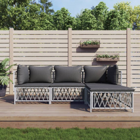 Garden Lounge Set White and Dark Grey