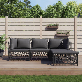 Garden Lounge Set Anthracite Woven fabric Medium Modula...