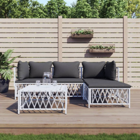 Garden Lounge Set White, Dark Grey