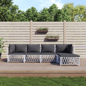 Garden Lounge Set White, Dark grey