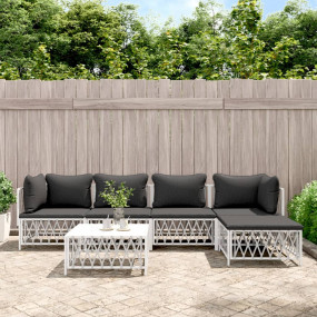 Garden Lounge Set White, Dark Grey