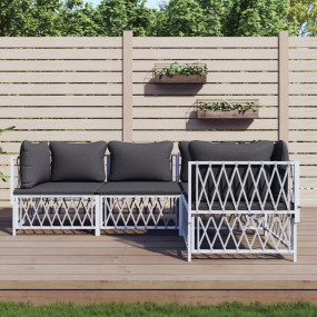 Garden Lounge Set White, Dark Grey