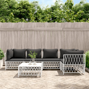 Garden Lounge Set White, Dark Grey