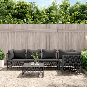 Garden Lounge Set Anthracite Woven fabric 6 Piece Set M...