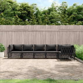 Garden Lounge Set Anthracite Woven fabric Large Modular