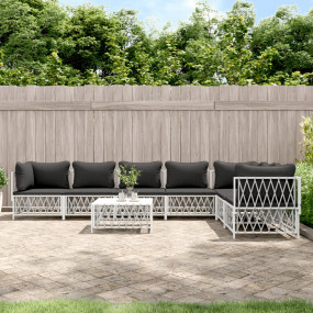 Patio Lounge Set White Woven fabric, powder-coated stee...