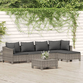 Garden Lounge Set Grey PE rattan Large Adjustable Armre...