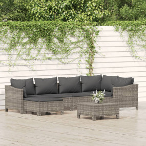 Garden Lounge Set Grey PE Rattan Large Modular