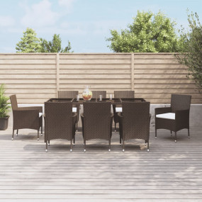Patio Dining Set Set of 8 Brown
