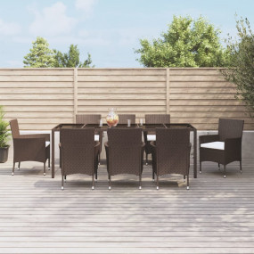 Patio Dining Set Set of 8 Brown