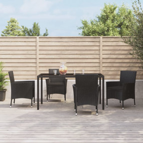 Patio Dining Set Set of 4 Black