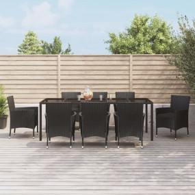 Patio Dining Set Set of 8 Black