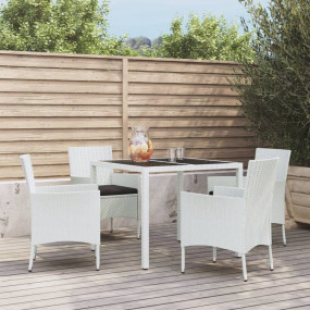 Patio Dining Set Set of 4 White Poly rattan Adjustable ...