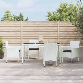 Patio Dining Set Set of 4 White, Black