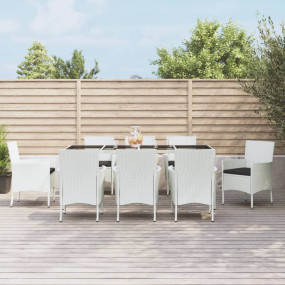 Patio Dining Set Set of 8 White, Black