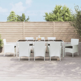 Garden Dining Set White, Black