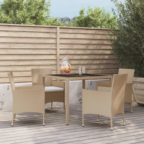 Patio Dining Set Set of 4 Beige