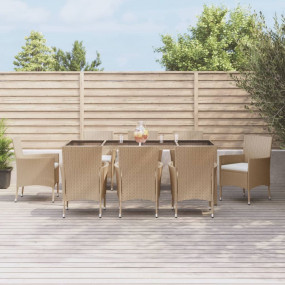 Patio Dining Set Set of 8 Beige