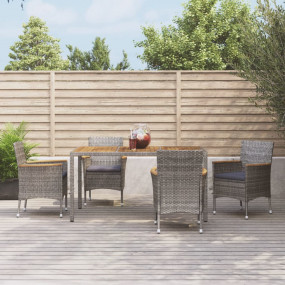 Patio Dining Set Set of 4 Gray PE rattan Medium Seats M...
