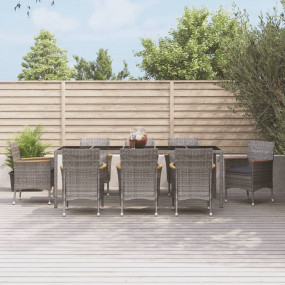 Patio Dining Set Set of 8 Grey