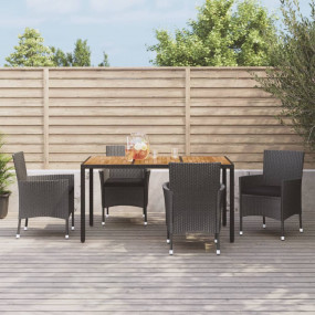 Patio Dining Set Set of 4 Black Poly rattan Large Seats...