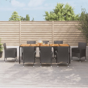 Patio Dining Set Set of 8 Black