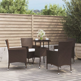 Garden Bistro Set Brown Poly Rattan 5 Piece Set Durable