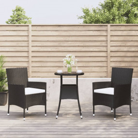 Garden Bistro Set Black Poly rattan Medium Durable