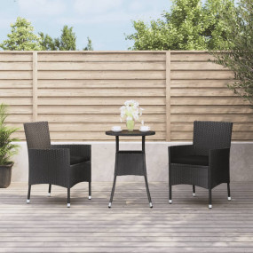 Garden Bistro Set Black Poly Rattan Standard Garden Bis...