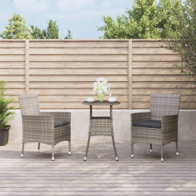 Garden Bistro Set Grey Poly rattan Medium Durable