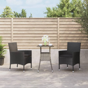 Garden Bistro Set Black Poly Rattan Medium Durable Bist...