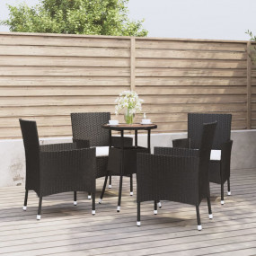 Garden Bistro Set Black Poly rattan Medium  Durable