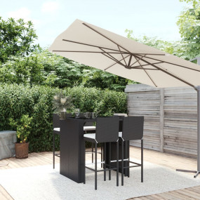Garden Bar Set Black table and chairs with cream cushio...