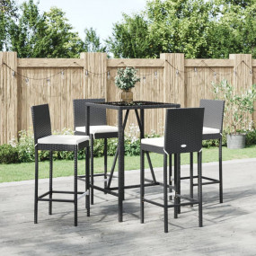 Garden Bar Set Black PE rattan Durable Garden Bar Set