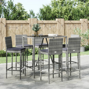 Patio Bar Set Set of 6 Gray