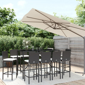 Patio Bar Set Set of 10 Black