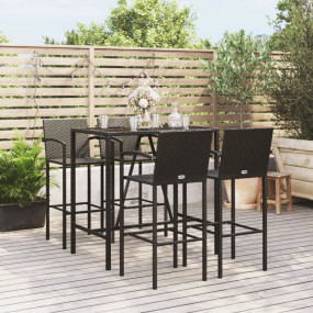Garden Bar Set Black Poly Rattan 5 Piece Durable Garden...