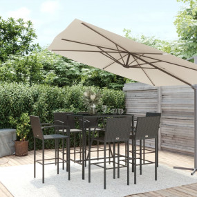 Garden Bar Set Black PE Rattan, Powder-Coated Steel, Te...