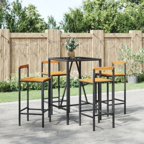 Garden Bar Set Black PE rattan Medium Footrest Garden B...