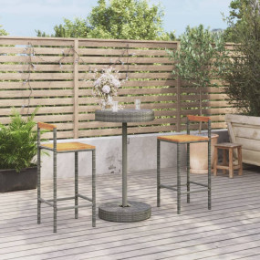 Garden Bar Set Grey PE rattan, powder-coated steel, sol...