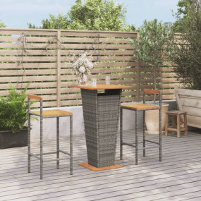 Garden Bar Set Grey PE rattan, powder-coated steel, sol...