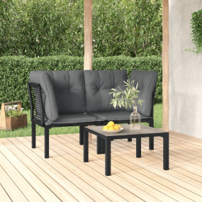 Garden Lounge Set Black, Dark Gray Poly Rattan Modular