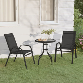 Bistro Set Black Steel Medium Bistro Set Round Modern