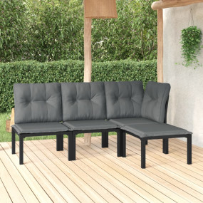 Garden Lounge Set Black and Dark Grey