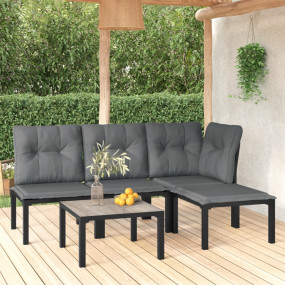 Garden Lounge Set Black and dark grey