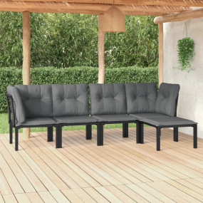 Garden Lounge Set Black and Dark Grey