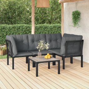 Garden Lounge Set Black, Dark Grey